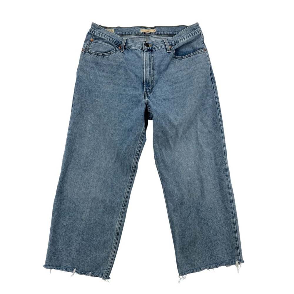 Levi's Dad Jean Women 33 Light Wash Blue Excellent Raw Hem Relaxed Straight Leg